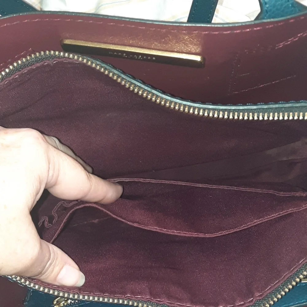 MARC JACOBS Editor Leather Tote Bag Blue Sea Navy Red Everyday Versatile Classic - Picture 12 of 16